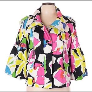 Cache cape jacket bright floral pattern medium